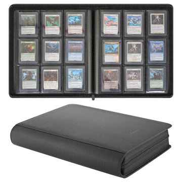 Migitec 9-Pocket Toploader Binder  Holds 360 3 x 4 Rigid Card Holders  Top Loader Collection Display Album for Trading Cards and Sports Cards - Black