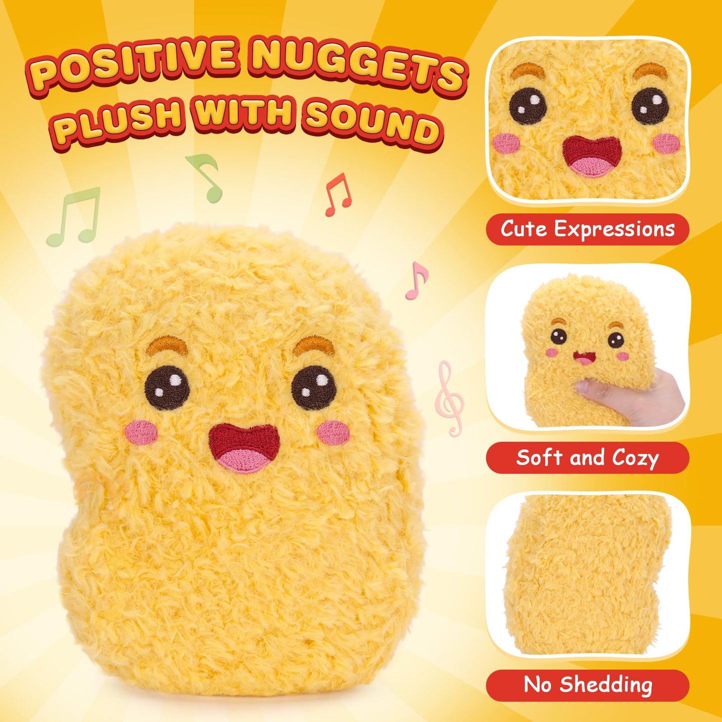 Dalycro Positive Nuggets Plush with Sound, Funny Stuffed Doll Toy for Teens and Women Cute Chicken Plush Gift for Birthdays Hall