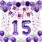 Naninuneno 15Th Birthday Decorations For Girls, Purple 15 Happy Birthday Balloons Supplies Including Purple Happy Birthday Banne