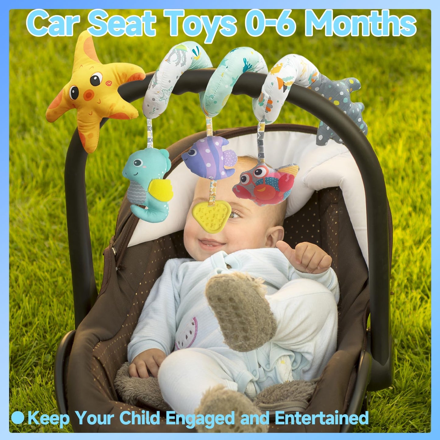 Baby Toys Infant Carseat Toy - Car Seat Toys Gifts For 0-6 6-12 Months Stroller Toy For Newborn Babies Boy Girl 3-6 Month Spiral
