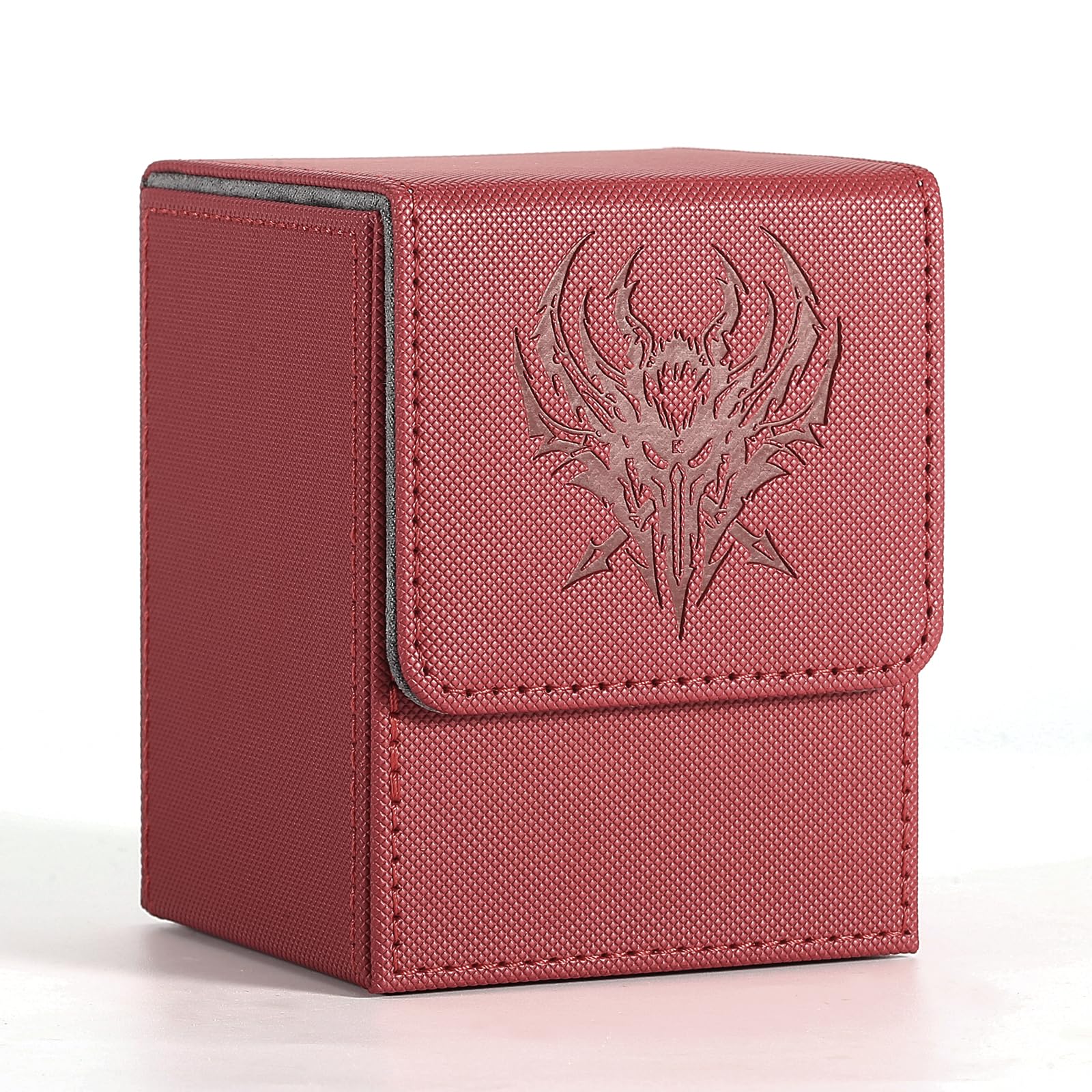 Komick enhanced PU Leather Card Storage Box for MTG  Yugioh Deck Box  Holds 100+ Gamegenic MTG Box with 2 Dividers for Collectible Trading Cards Deck Box TCG  MTG  CCG (Red Griffin)