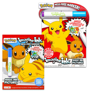 Pokemon Mess-Free Coloring Book - Bundle with 2 Imagine Ink Coloring Books with Invisible Ink Pens, Pokemon Cards, More| Pikachu