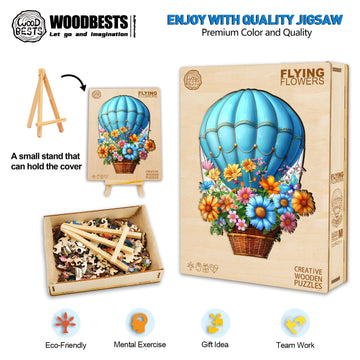 Valentines Day Gifts-Wooden Puzzles For Adults, Wooden Jigsaw Puzzles For Adults, Flying Flowers Unique Shaped Wood Puzzles Adul