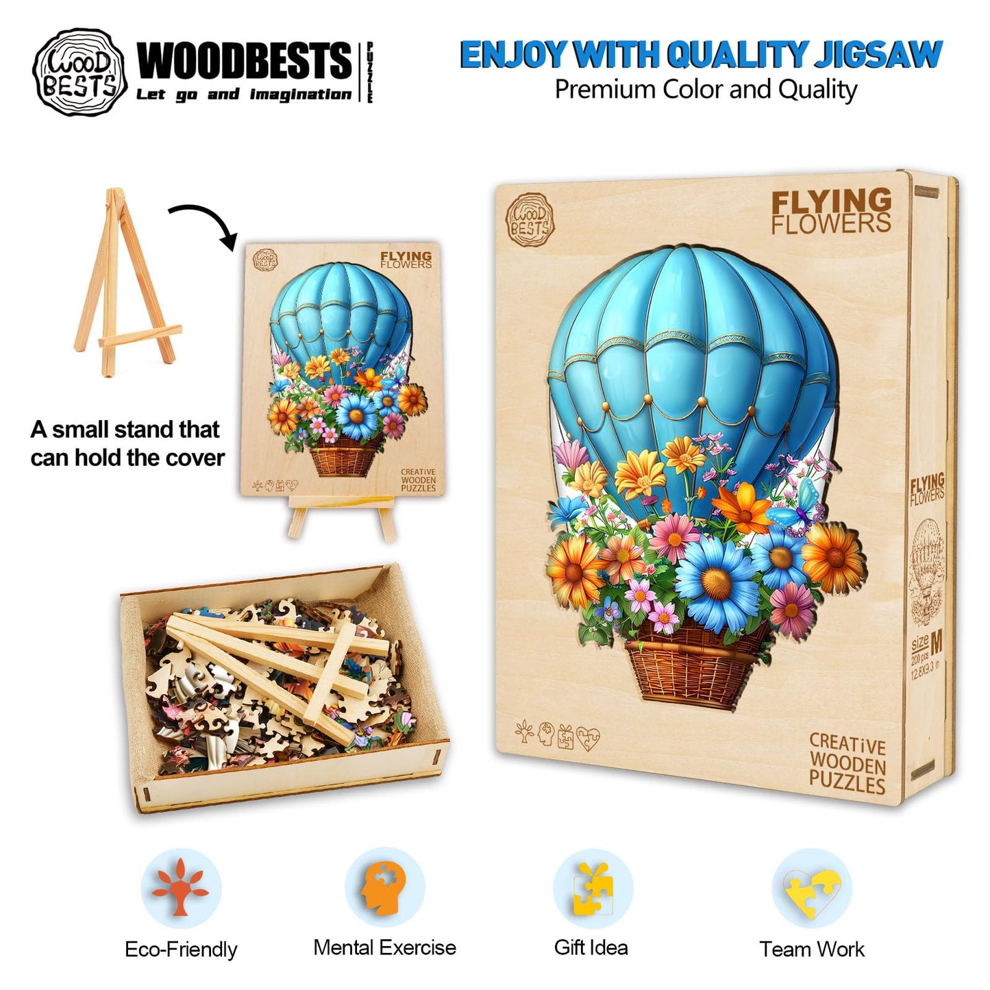 Valentines Day Gifts-Wooden Puzzles for mature-themeds  Wooden Jigsaw Puzzles for mature-themeds  Flying Flowers Unique Shaped Wood Puzzles mature-themed  Creative Birthday Gifts for Friends Family Game (9.4 * 6.9in 100pcs)