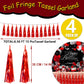 4P Red Foil Fringe Tassel Banner Garland Metallic Tinsel Streamers Wall Hanging Curtain Backdrop Banner for Parade Floats, 2024