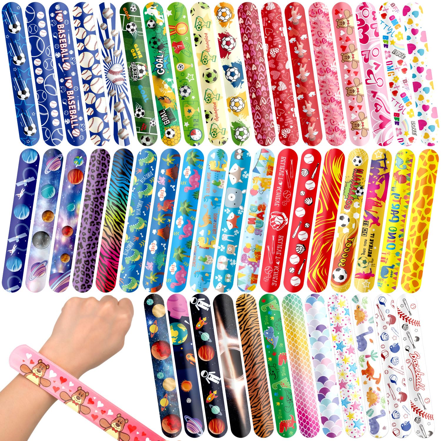 JoyRapt 144PCS Slap Bracelets for Kids 8-12 Party Favors, Christmas Gifts for Kids Slap Bracelets Bulk Classroom Prizes, Snap Br