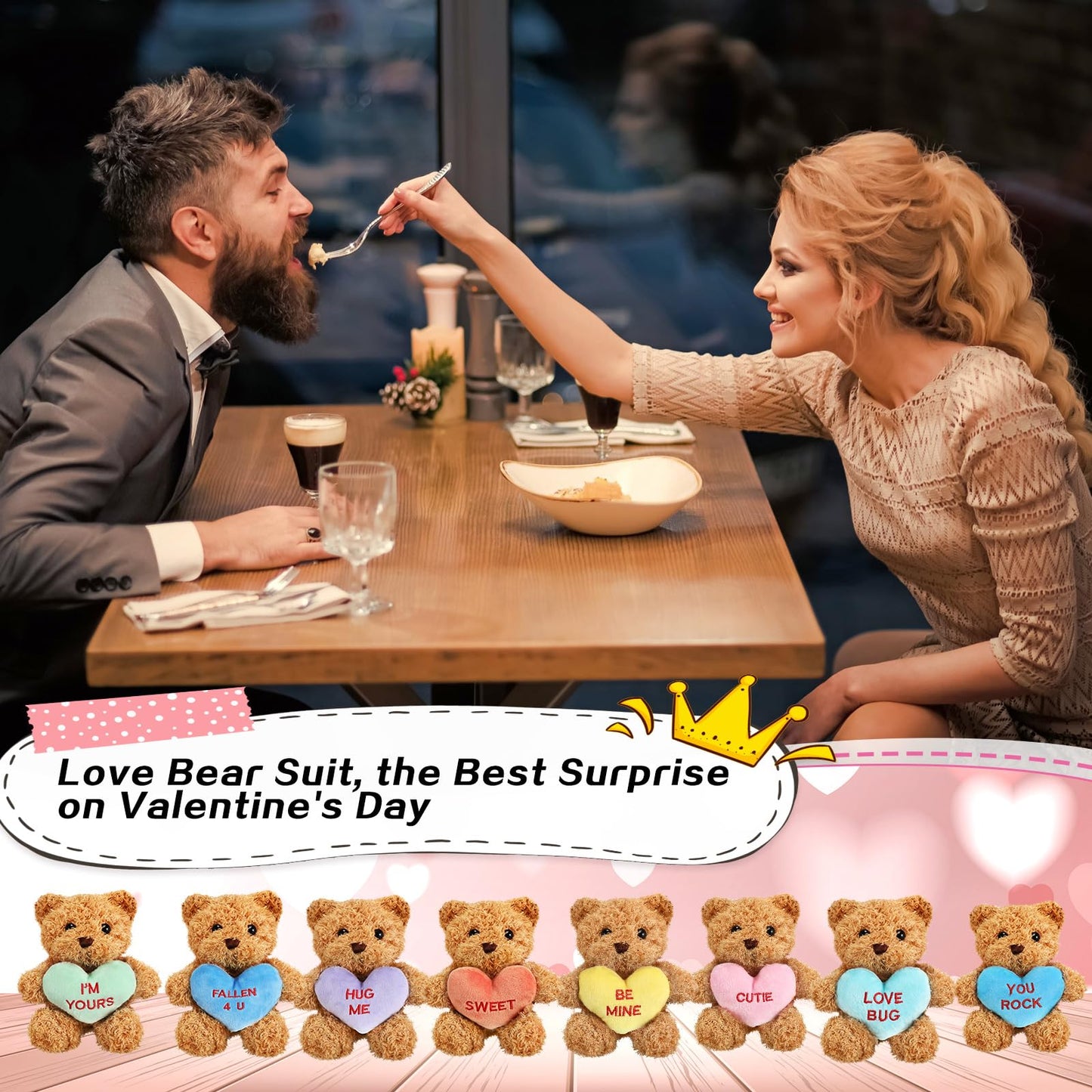 Hanaive 8 Pcs Valentines Day Stuffed Animals Bulk Valentine Plush Animals Toys With Holding Heart Sweet Romantic Anniversary Bir