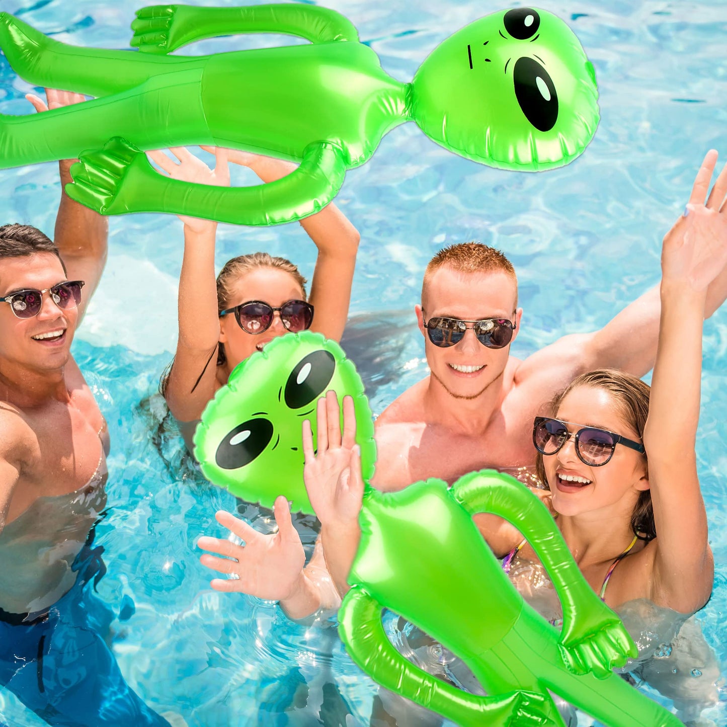 Haconba 4 Pack 67 Inch Giant Inflatable Alien Green Blow Up Alien Jumbo Inflatable Aliens for Alien Theme Party Halloween Home D
