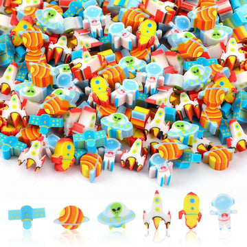 Junebrushs Space Mini Erasers, 150Pcs Mini Erasers For Kids Bulk Novelty Cute Pencil Erasers For Student Classroom Prizes Homework Rewards Gifts Party Supplies