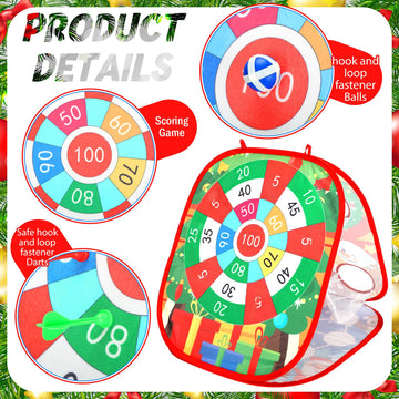 Liliful Christmas 3 In 1 Bean Bag Toss Game Set Christmas Party Games For Families Collapsible Cornhole And Dart Board Yard Outdoor Indoor Games For Boys And Girls Toys Xmas Activities Party Favors