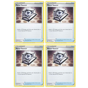 Pokemon Card - Metal Saucer - decorative replica blade and Shield Base - x4 Card Lot Playset - 170/202 Uncommon