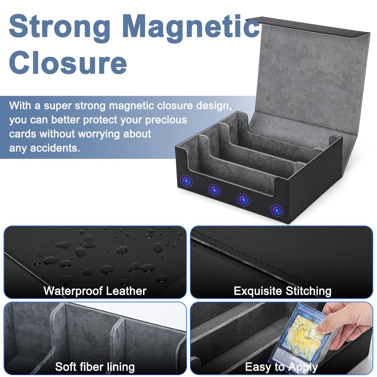 Ralout Card Deck Case For Trading Cards 1800+, Mtg Card Storage Box, Leather Magnetic Closure Storage Box For Magic Commander, M