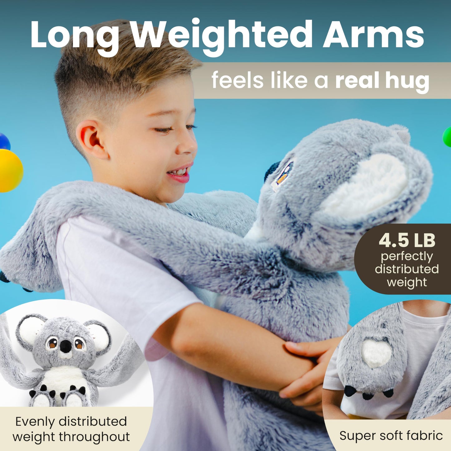 Huggle Healers Koala Weighted Stuffed Animal - 40" Plush, 4.5lb, Grey - Ideal for Adults, Teens & Kids