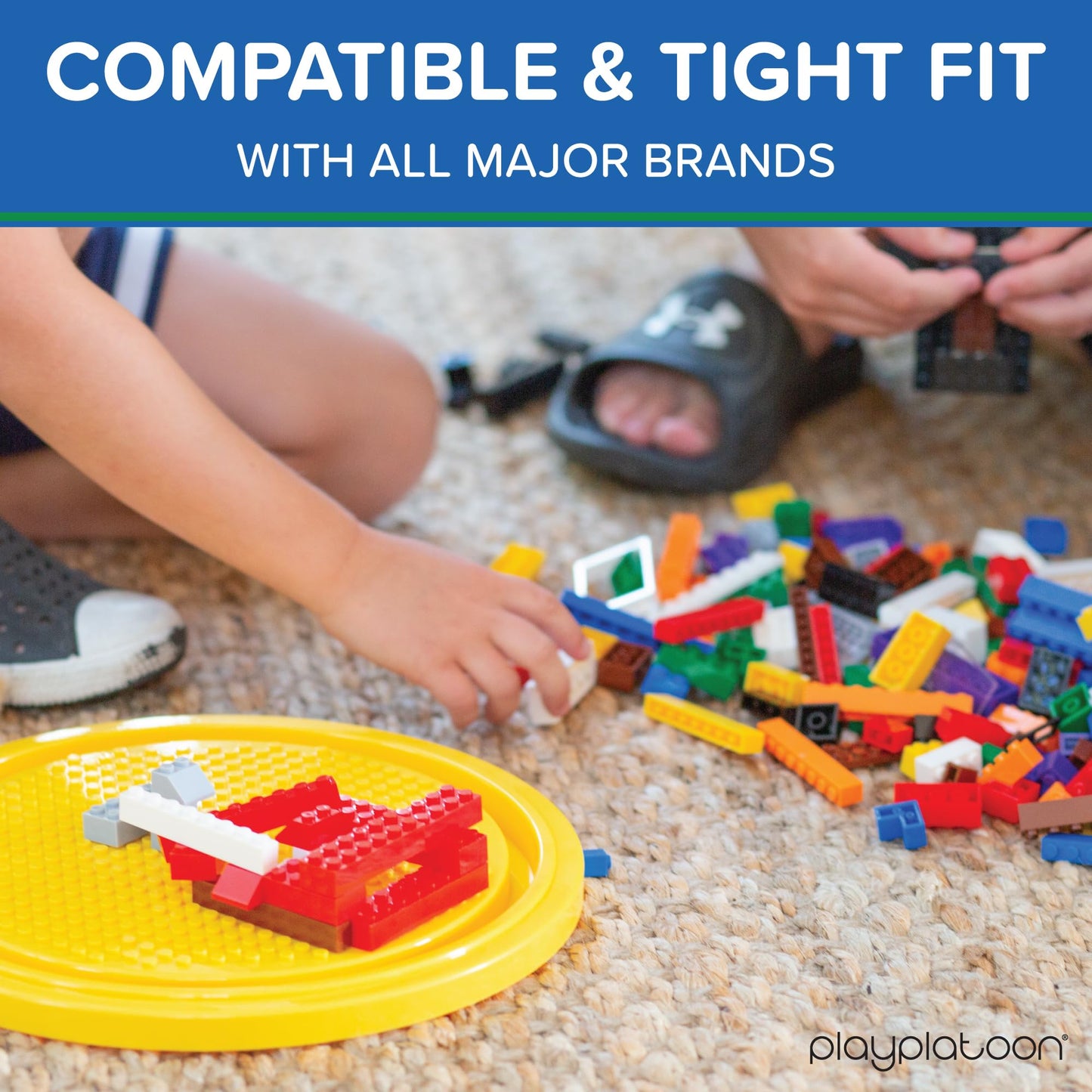 Play Platoon 1100 Pieces Building Bricks Set - Classic Bulk Small Blocks - Assorted Tub Of Brick Toys For Kids - Includes Wheels, Tires, Axles, Windows & Door Pieces - Compatible With All Major Brands