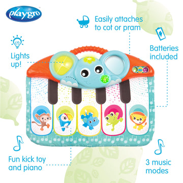 Playgro Melody 4-In-1 Music And Lights Baby Piano - Multi-Functional Kick Pad With Engaging Lights And Sounds For Babies 0+ Months - Musical Toy For On-The-Go Sensory Exploration & Developmental Fun