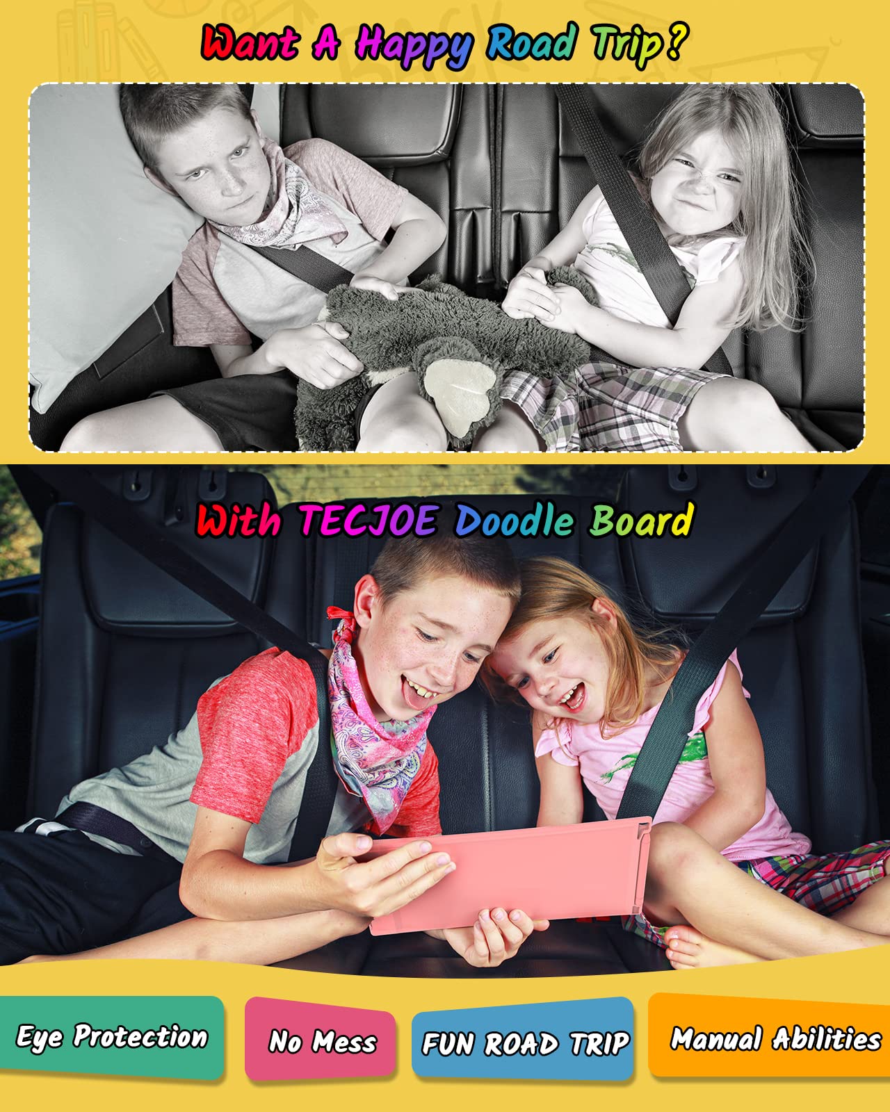 Tecjoe 2 Pack Lcd Writing Tablet, 8.5 Inch Colorful Doodle Board Drawing Tablet For Kids, Kids Travel Games Activity Learning Toys Birthday Gifts For 3 4 5 6 Year Old Boys And Girls Toddlers