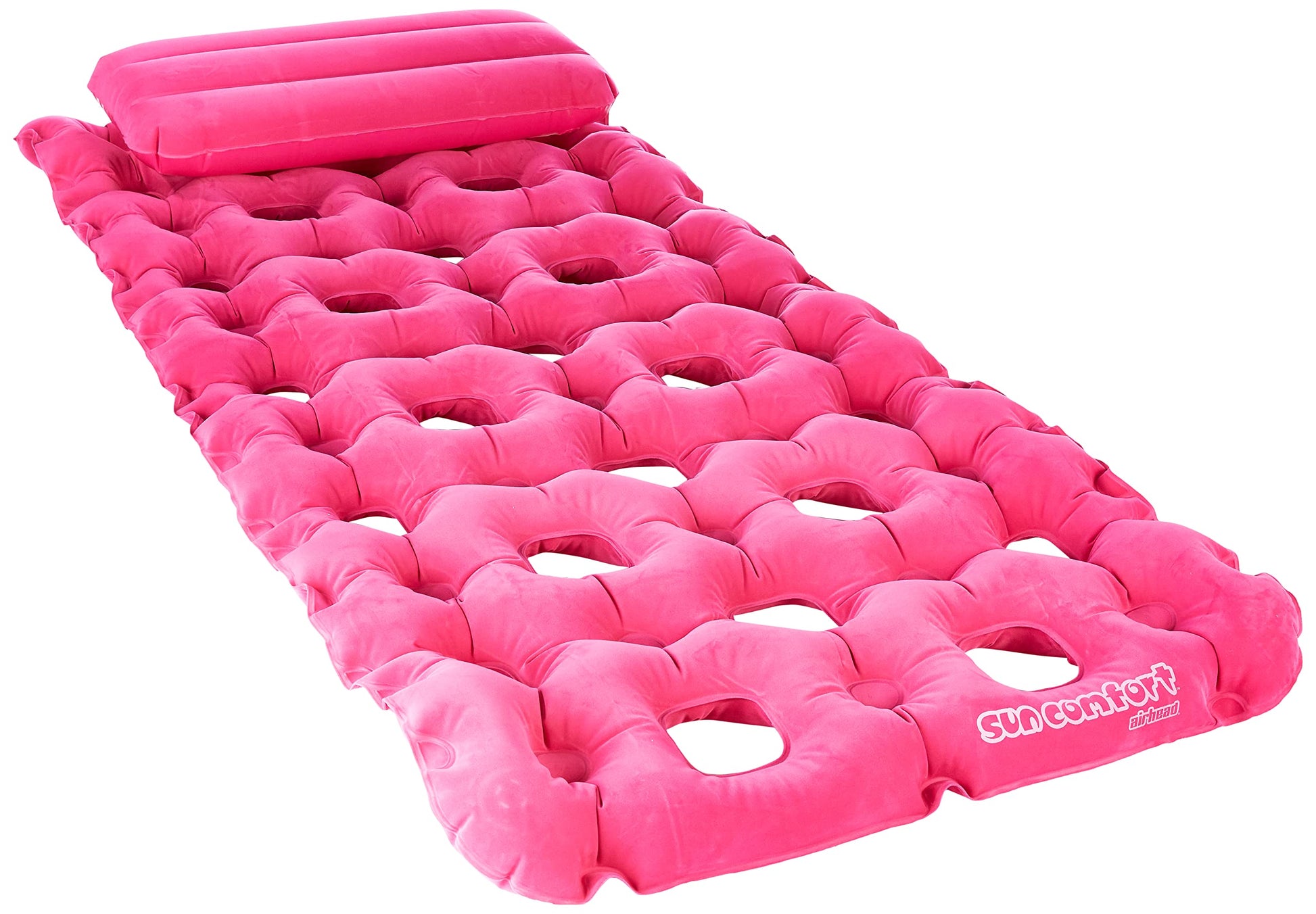 Airhead SUN COMFORT COOL SUEDE Double Pool Mattress, Raspberry (AHSC-017)