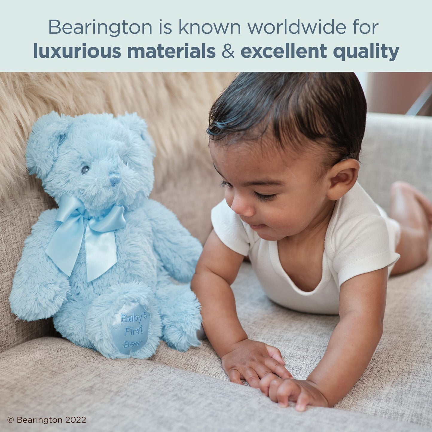 Bearington Blue Teddy Bear Plush - 12" Stuffed Animal - Satin Material - Model 193608