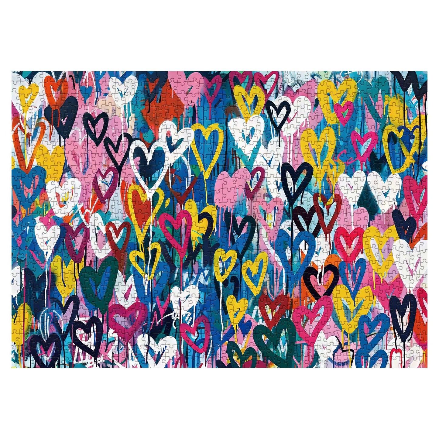 Colorful Heart Shape Puzzle 1000 Pieces For Adults, Love Valentines Jigsaw Puzzle, Rainbow Graffiti Art Puzzle As Heart Themed P
