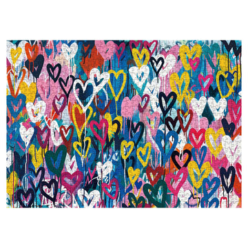 Colorful Heart Shape Puzzle 1000 Pieces For Adults, Love Valentines Jigsaw Puzzle, Rainbow Graffiti Art Puzzle As Heart Themed P