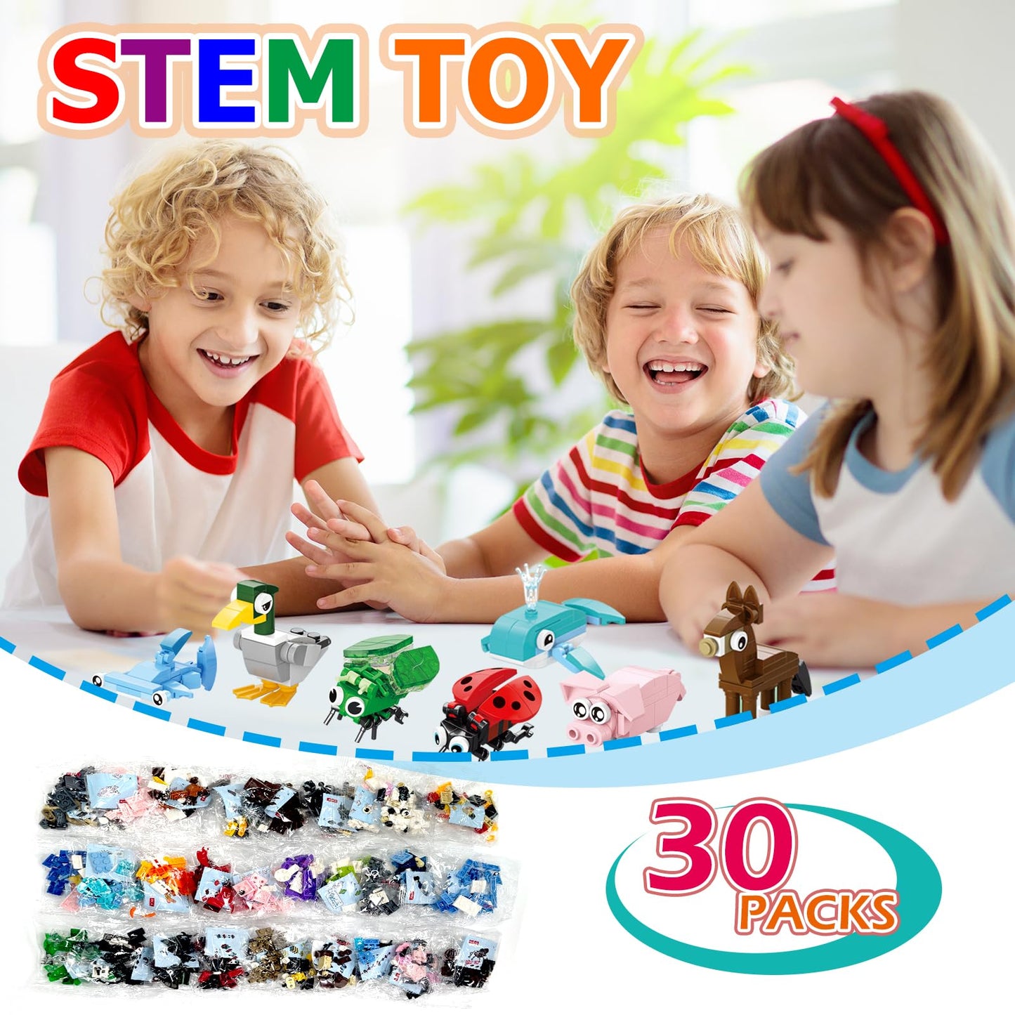 TENYEAH 30 Pack Party Favors Building Set for Kids  Mini Animals Building Block Toy  Classroom Prizes Goodie Bags Stuffer  Easter Gifts Birthday for Boy Girls Age