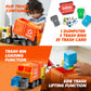 JOYIN Large Friction Powered Garbage Truck Toy Set, Includes Dumpster, Trash Bins, and Learning Cards for Kids, Orange