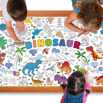 Dinosaur Giant Coloring Poster For Kids 30X72 Inch, Dinosaur Large Coloring Poster Tablecloth Books, Dinosaur Themed Color-In Ac