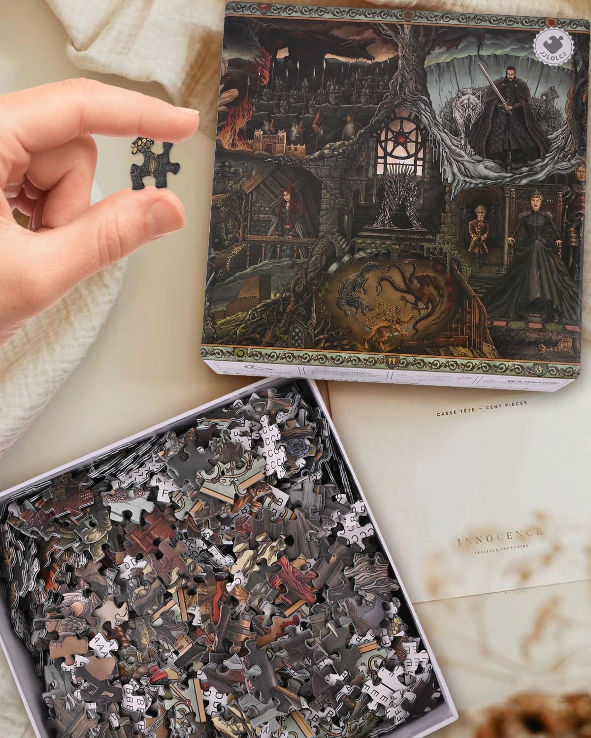Puzzles For Adults 1000 Piece, Game Of Thrones Themed - Blue Cardboard Unique Cut Interlocking Pieces, Immerse Yourself In The Fantasy World With This Exquisitely Detailed And Challenging Puzzle