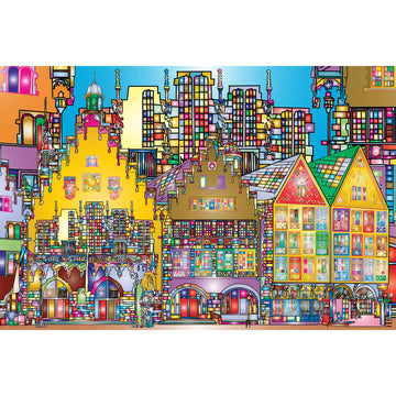Bgraamiens Puzzle-City Street-1000 Pieces Creative Colorful City Street View Jigsaw Puzzle Color Challenge Puzzle