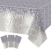 Silver Happy Birthday Party Decorations Silver Theme Table Covers Silver Glitter Birthday Party Tablecloths Supplies Diamonds Silver Party Tablecloths For Baby Shower Wedding Birthday Parties Supplies