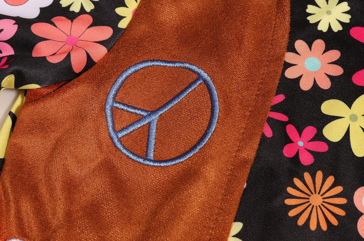 SKCAIHT Girls Hippie Costume 60s 70s Outfits Halloween Party Dress Up (Black, 10-11 Years)