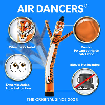 LookOurWay Air Dancers Inflatable Tube Man Attachment - 10 Feet Tall Wacky Waving Inflatable Dancing Tube Guy for Business Promotion - Blower Not Included - Mascot Character Animal Themed - Tiger