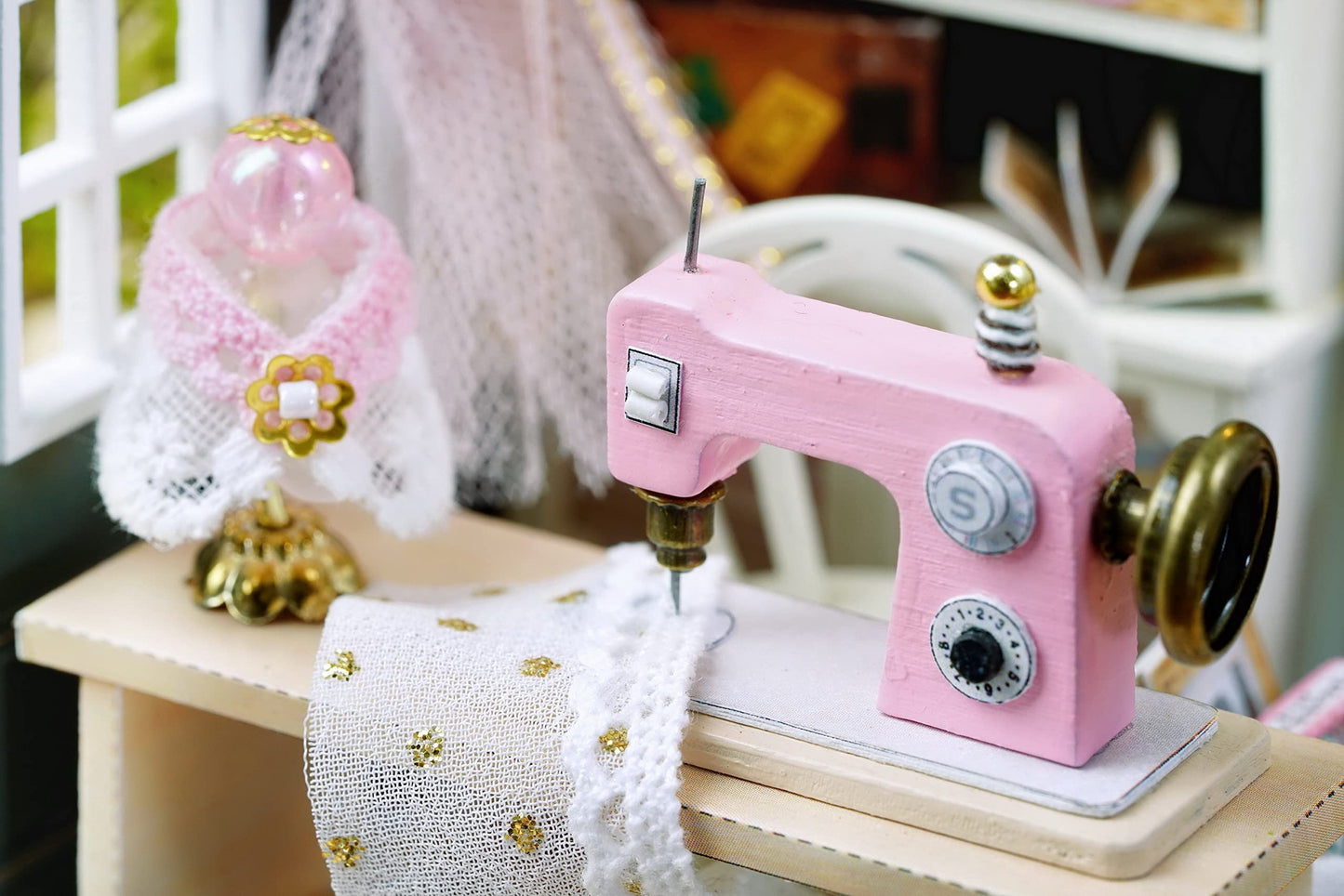 CUTEROOM DIY Doll House Miniature Furniture Wooden House Kit with Dust Cover & LED Light and Accessories - New Three Styles QT S