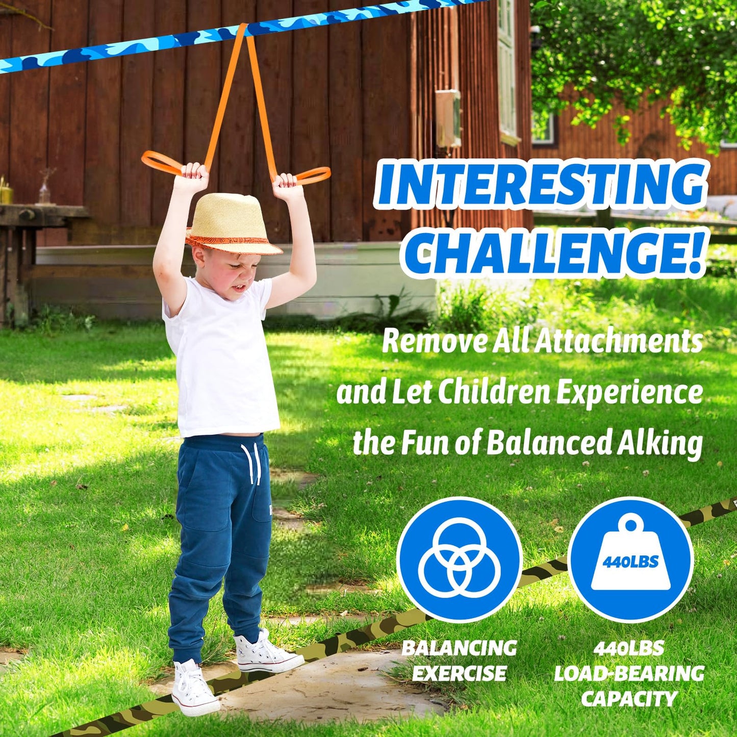 Ninja Warrior Obstacle Course For Kids-Ninja Slackline With Multiple Accessories For Kids,Contain Swings,Rope Ladders,Rings,Ninj