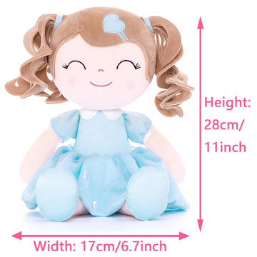 Gloveleya Baby Doll Gifts Plush Curly Girl Toys With Love 16'' Azure