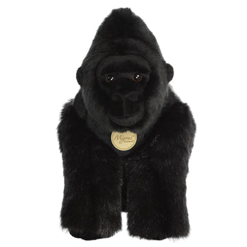 Aurora Realistic Miyoni Silverback Gorilla Stuffed Animal - Lifelike Detail - Cherished Companionship - Black 13 Inches