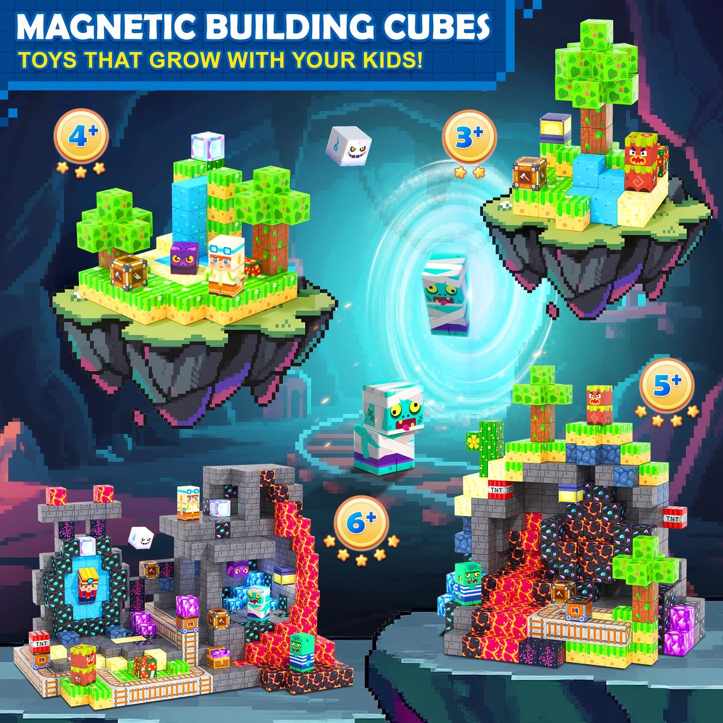 150PCS Magnetic Blocks  Build Mine Magnet World Set  Toddler Outdoor Toys STEM Construction Building Blocks Toy  Magnetic Tiles Sensory Kids Toys for 3+ Year Old Kids Boys Girls Ages 3 4 5 6