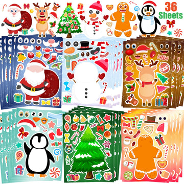 36 Sheets Christmas Stickers for Kids Make Your Own Christmas Stickers, Christmas Favors for Kids, Christmas Crafts for Kids Chr