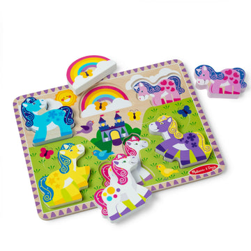 Melissa & Doug Wooden 6Piece Unicorn and Rainbow Chunky Puzzle for Toddler Boys and Girls 2+