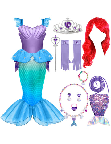 Spooktacular Creations Halloween Mermaid Costume for Girls, Blue Little Mermaid Dress, Princess Dress Up for Girls 4-6 Toddler P