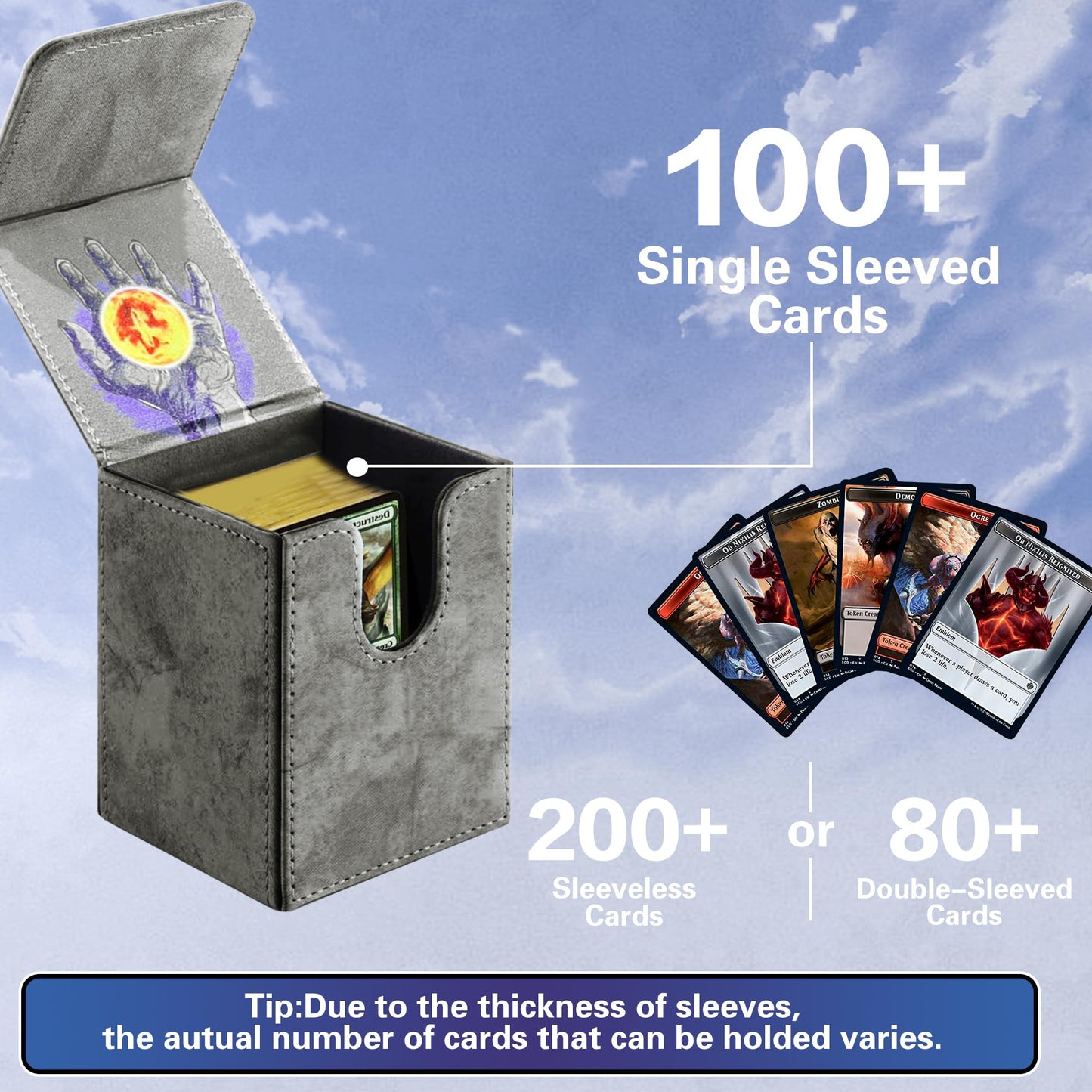 PROMAXIBINDER MTG Card Deck Box  Commander Deck Box Fits 100 Single Sleeved Cards  Storage for TCG/MTG Crads  PU Leather Strong Magenet (Darkgrey  Tree)