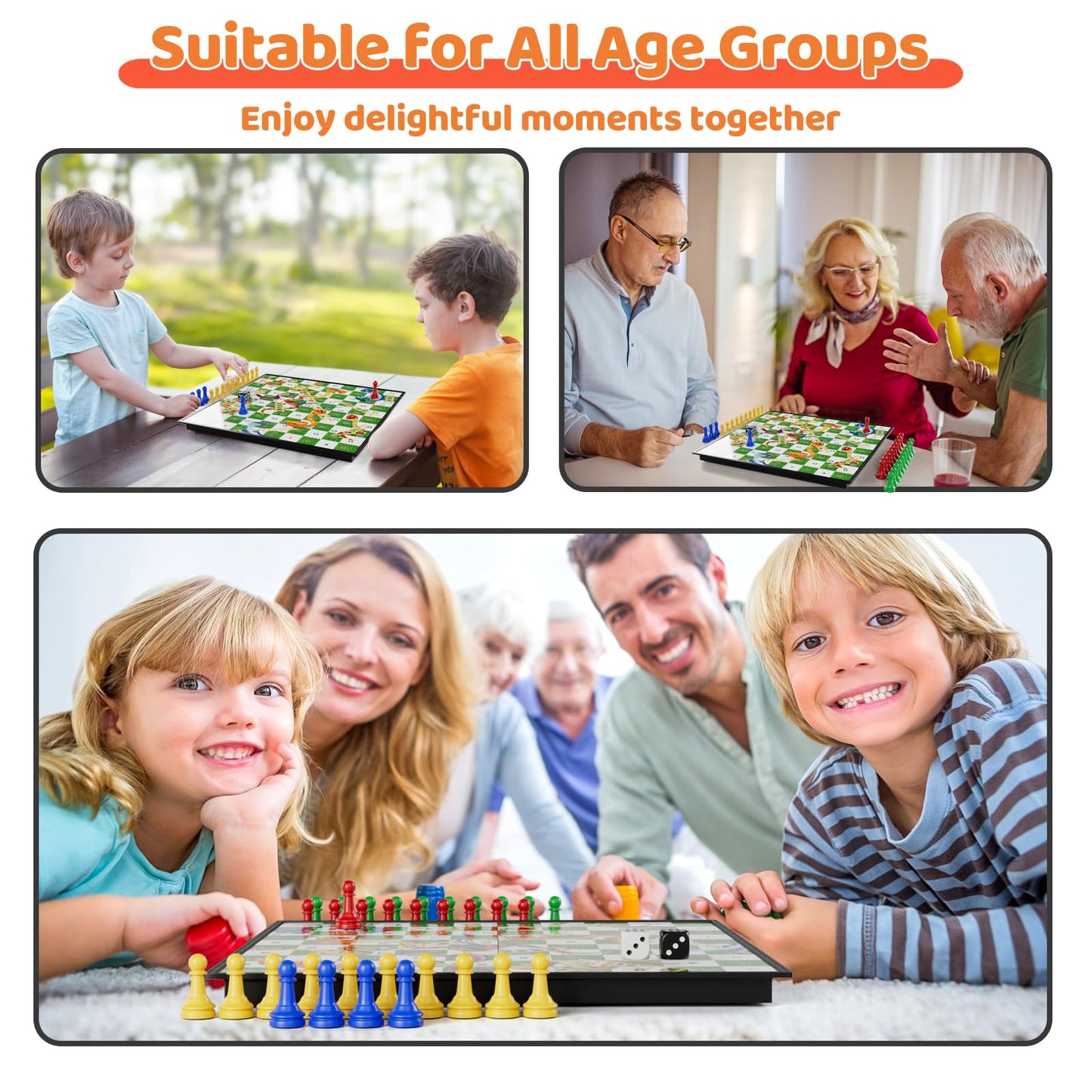 3 in 1 Magnetic Board Games Set for Kids Adults - Classic Travel Game Set with Chinese Checkers, Ludo, Snakes and Ladders, Educa