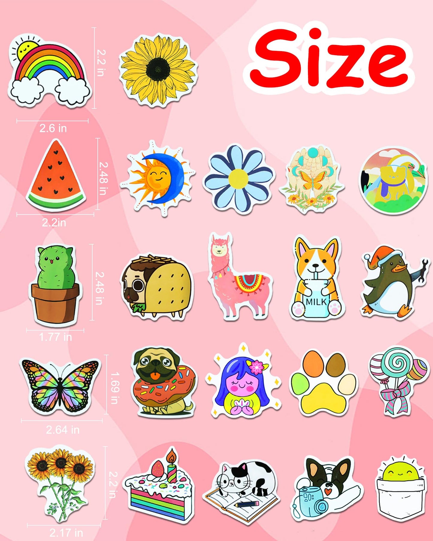 Eoaod 200Pcs Water Bottle Stickers For Kids, Cute Stickers For Water Bottles, Vinyl Waterproof Stickers Aesthetic Laptop Sticker