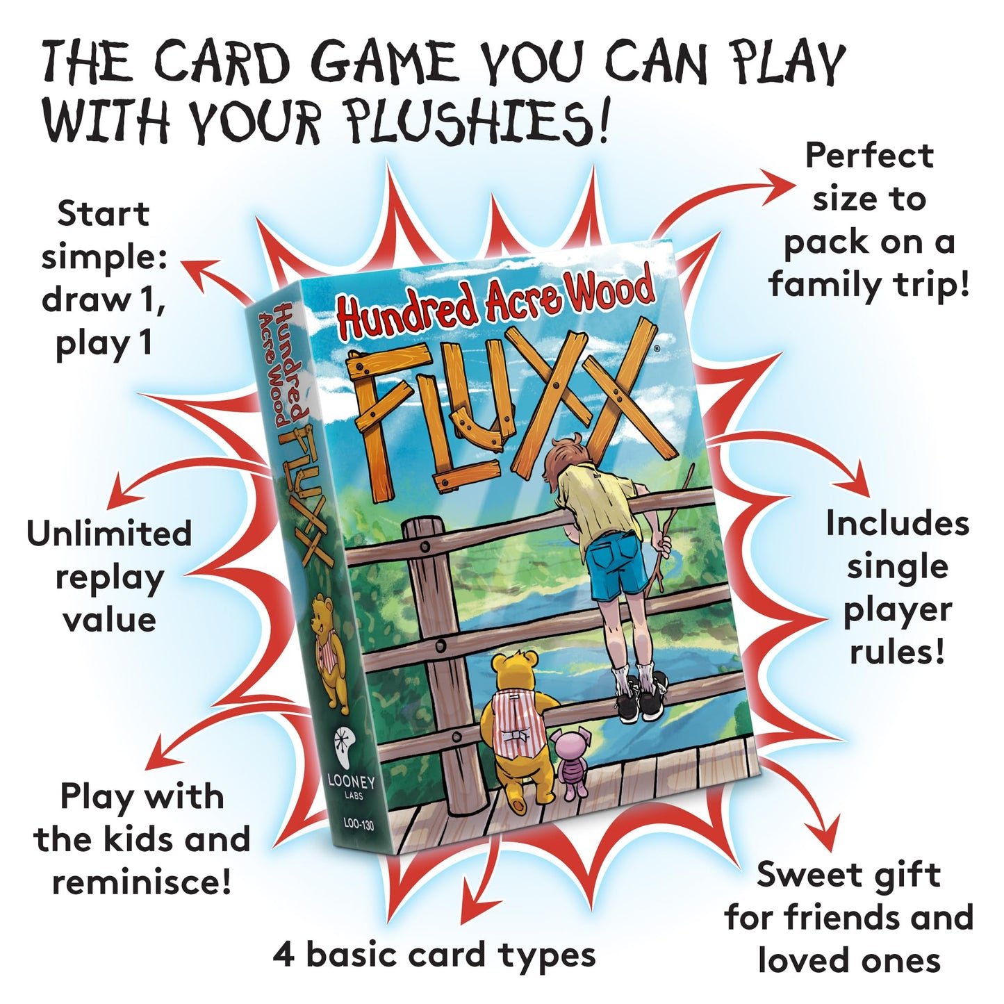 Looney Labs Hundred Acre Woods Fluxx Card Game, Family-Friendly Fun, Quick Rounds, Ages 8+, Multicolored, Model LOO130