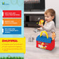 Bundaloo Plush Mini Zoo Playset - Giraffe, Elephant, Lion, Zebra - Interactive Animals, Carrier with hook and loop Closure, Natu