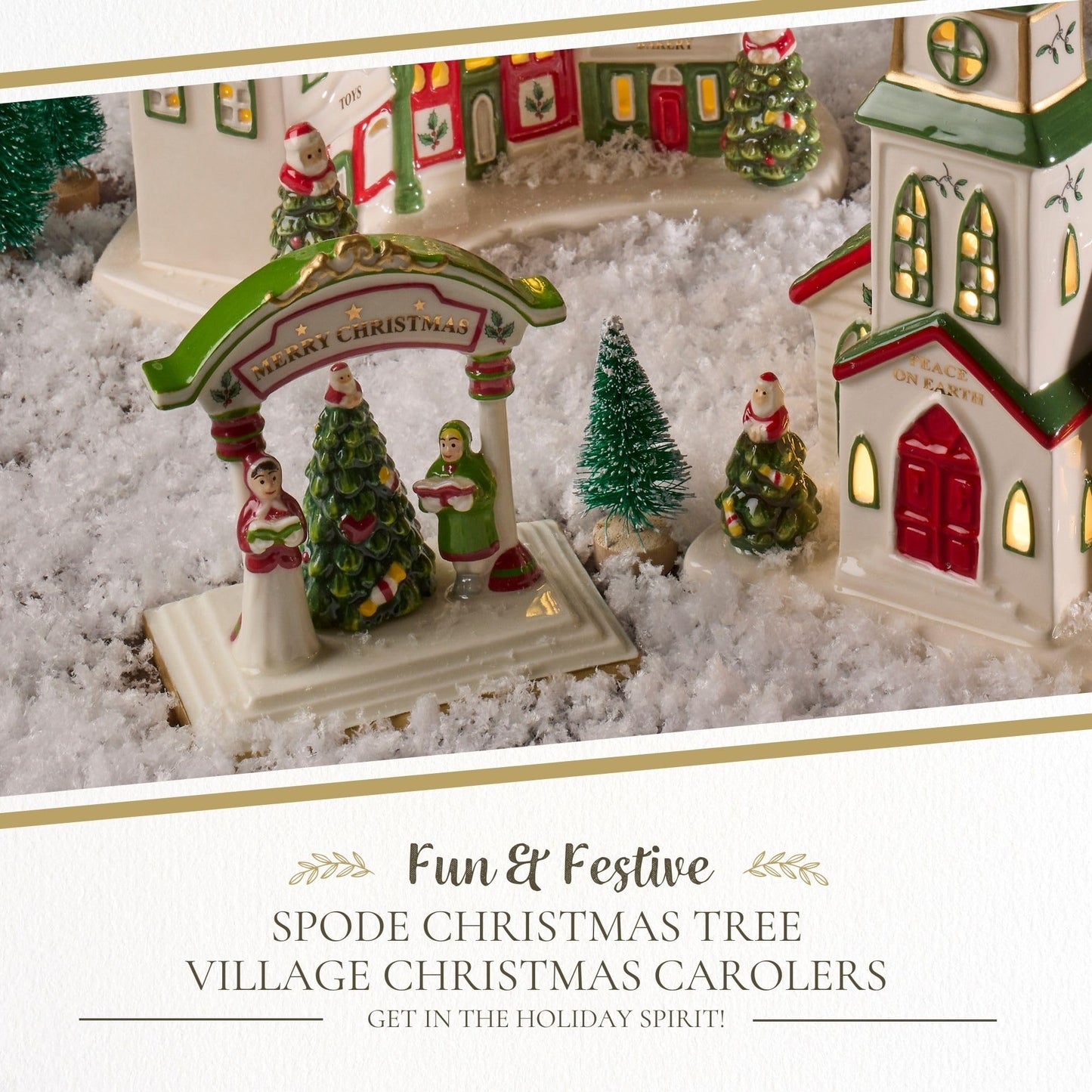 Spode Christmas Tree Miniature Ceramic Village Decoration, 3.25" Multicolored Holiday Decor - Model 1761599