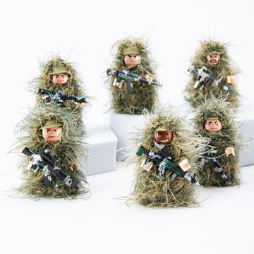 Yanscian Military Camouflage Soldiers  Action Minifigures in Jungle Fatigues  Special Forces Soldier Figures in Ghillie Suit with  and Accessories Gift (6 Included)