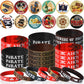 Capoda 60 Pcs Pirate Party Decorations Include 30 Pirate Rubber Bracelets and 30 Pirate Button Pins Badges for Birthday Adventur