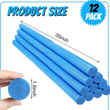 Kathfly 12 Pcs Floating Pool Noodles Foam Tube 1.5 X 35 Inches Floating Foam Tube Round Solid Noodle For Adults Swimming Craft Project(Blue)