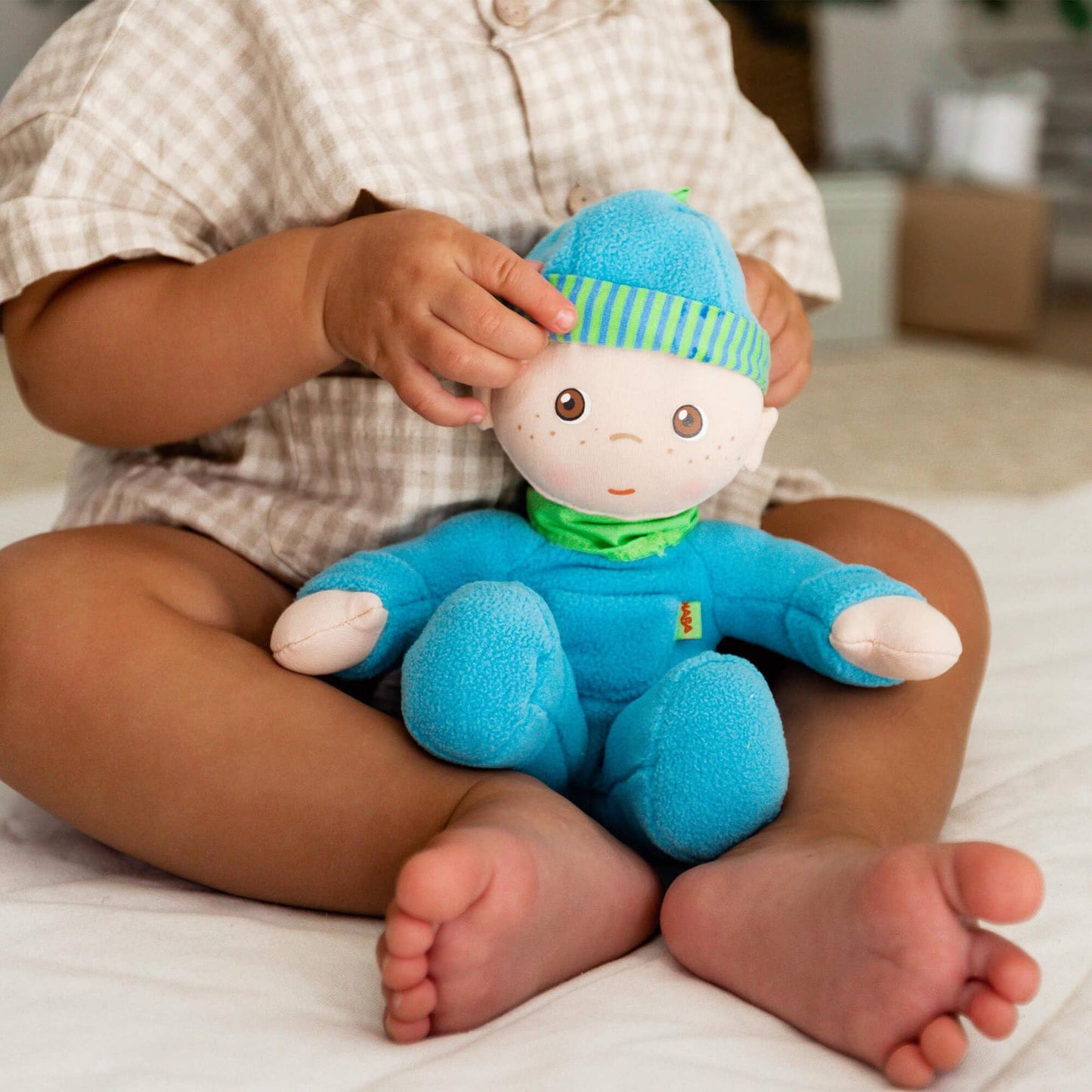 Haba Snug-Up Doll Luis 8'' First Boy Baby Doll - Machine Washable For Ages Birth And Up